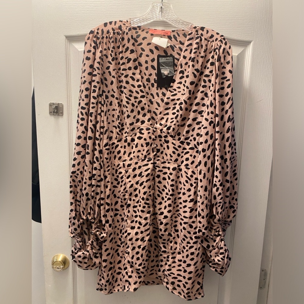 Signature8 Blush Black Spotted Mini Dress NWT